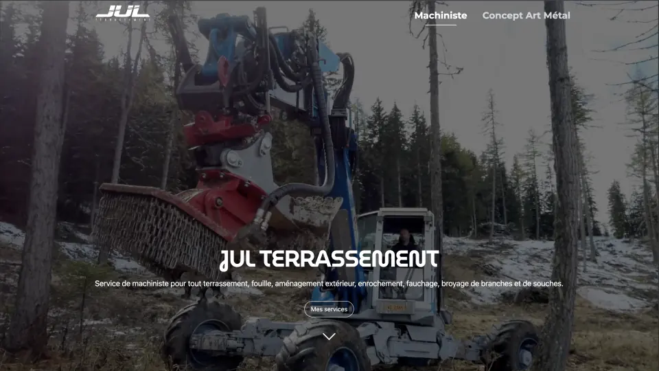 Site internet de Jul Terrassement et présentation de ses services.