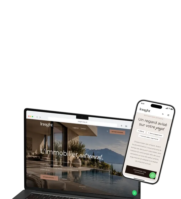Insight Corp website presented on a laptop and phone.