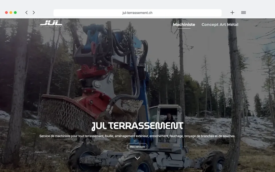 Site internet de Jul Terrassement et présentation de ses services.